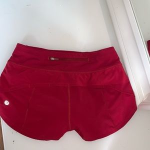 Red Lululemon Speed Up Shorts